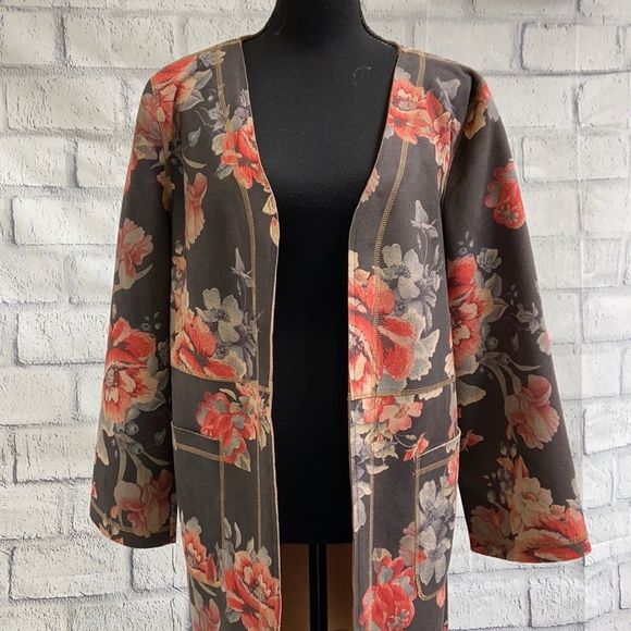 Anthropologie Sweaters - Floral Print Open Front Jacket